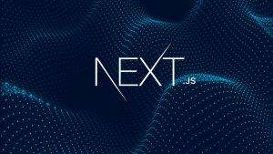 Logotipo do Next.js sobreposto a gráficos em forma de ondas