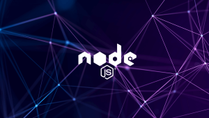 Logotipo do Node.js sobreposto a linhas gráficas